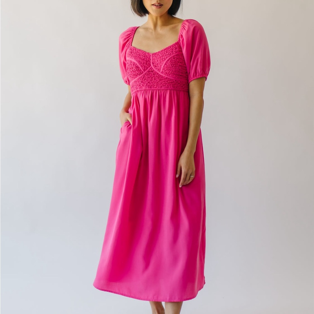 Piper and Scoot Cabrilo Smocked Dress in Fuchsia Size Small